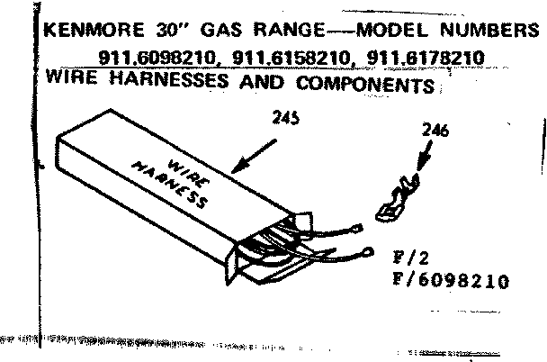 Kenmore 9116098210 wire harnesses and components diagram