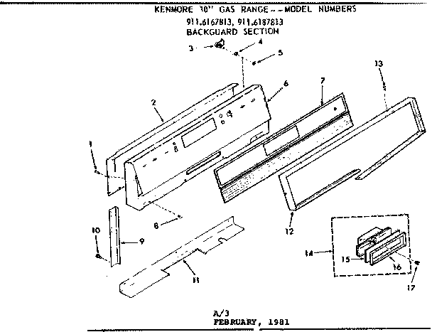 Kenmore 9116187813 backguard section diagram
