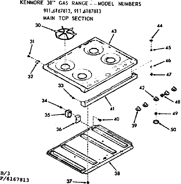 Kenmore 9116187813 main top section diagram