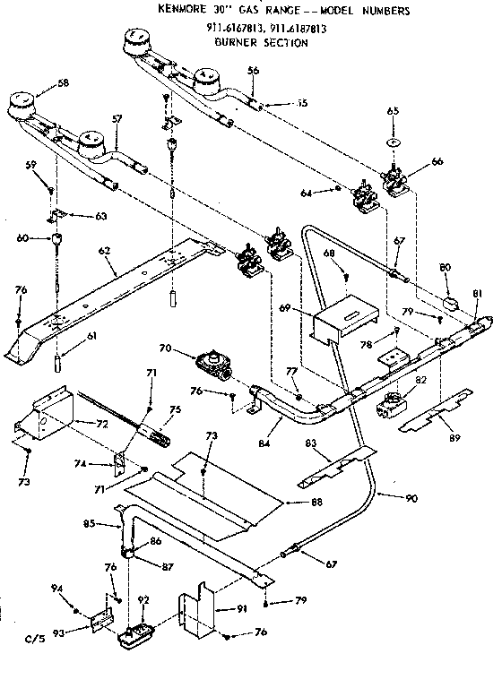 Kenmore 9116187813 burner section diagram