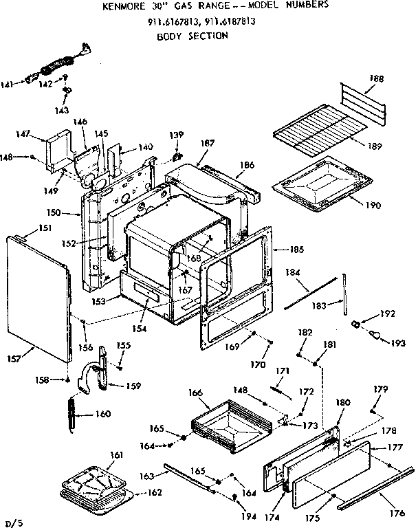 Kenmore 9116187813 body section diagram