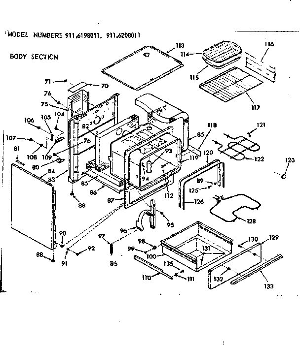 Kenmore 9116198011 body section diagram