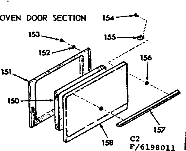 Kenmore 9116198011 oven door section diagram