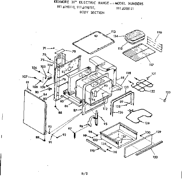 Kenmore 9116208111 body section diagram