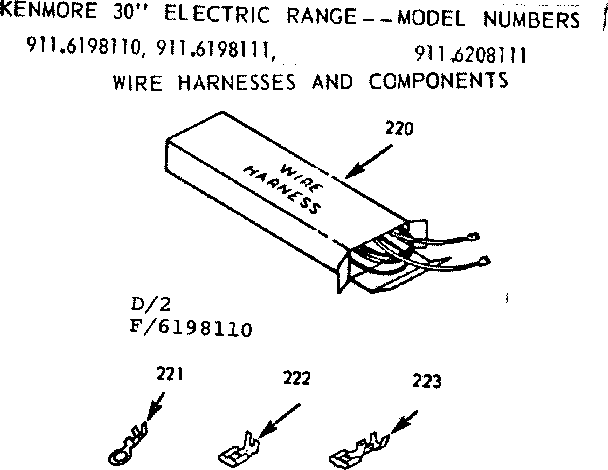 Kenmore 9116208111 wire harness and components diagram