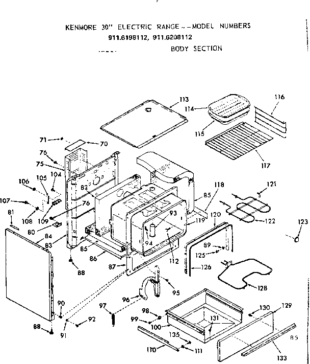 Kenmore 9116208112 body section diagram