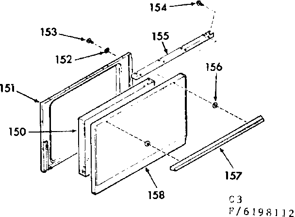 Kenmore 9116208112 oven door section diagram
