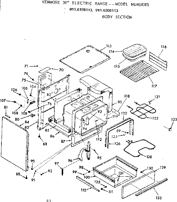 Kenmore 9116198113 body section diagram