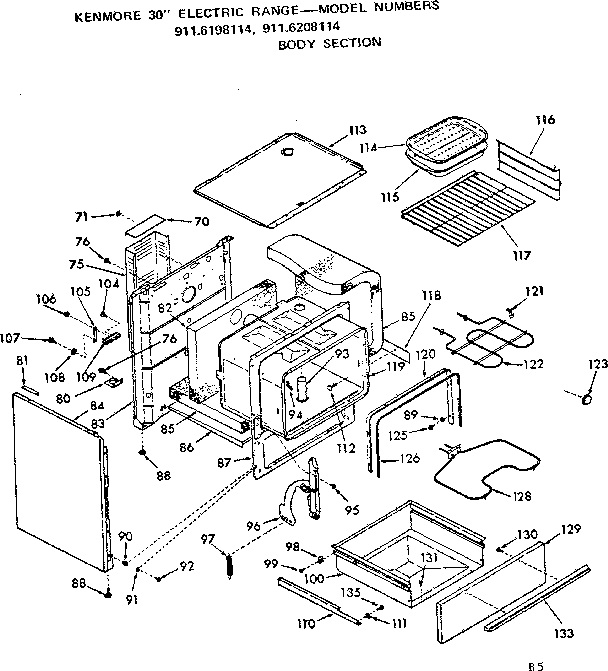 Kenmore 9116198114 body section diagram