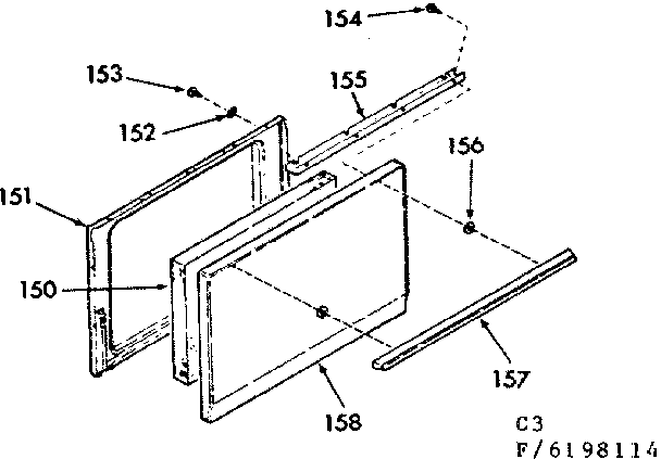 Kenmore 9116198114 oven door section diagram