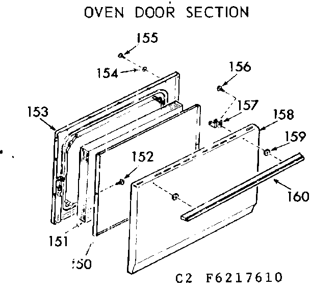 Kenmore 9116217640 oven door section diagram