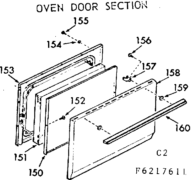 Kenmore 9116217611 oven door section diagram