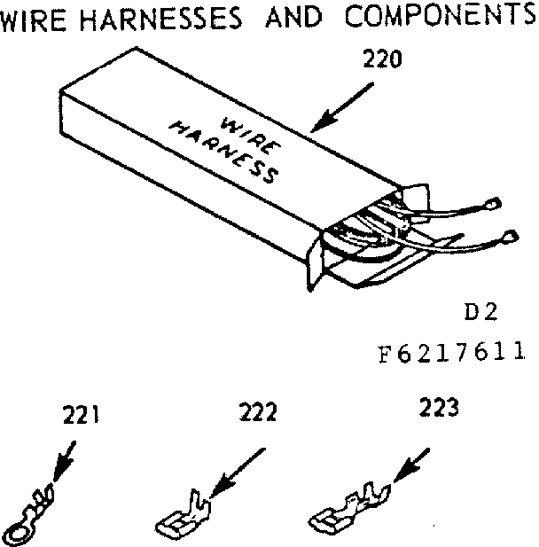 Kenmore 9116217611 wire harnesses and components diagram
