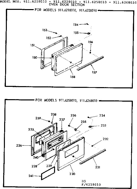 Kenmore 9116218010 oven door section diagram