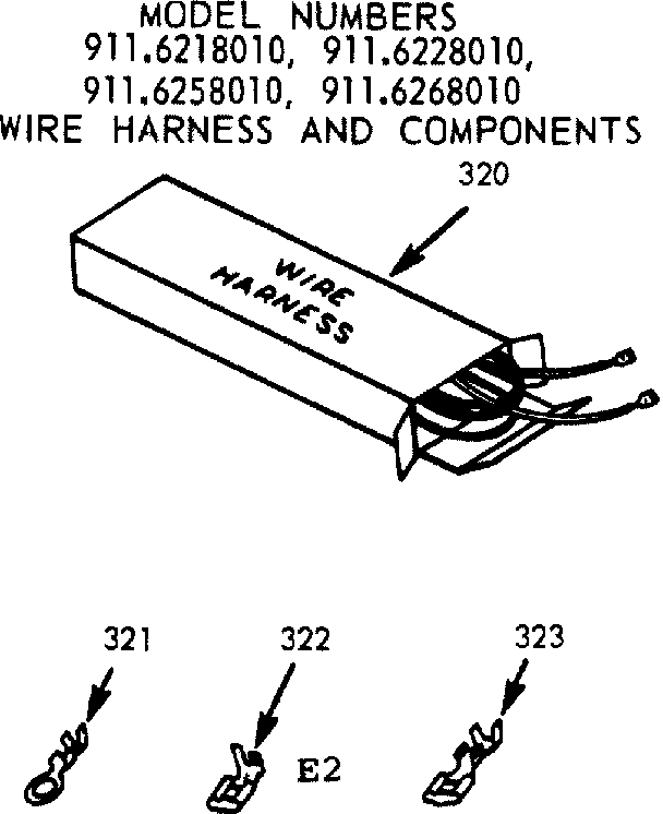 Kenmore 9116218010 wire harness and components diagram
