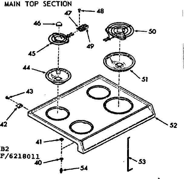 Kenmore 9116228011 main top section diagram