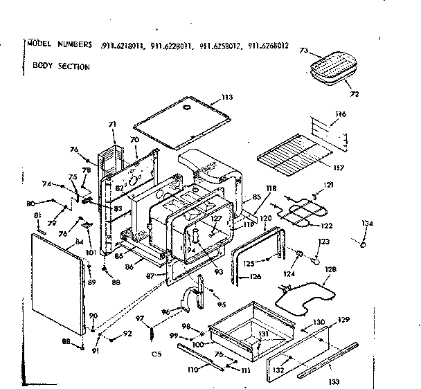 Kenmore 9116228011 body section diagram