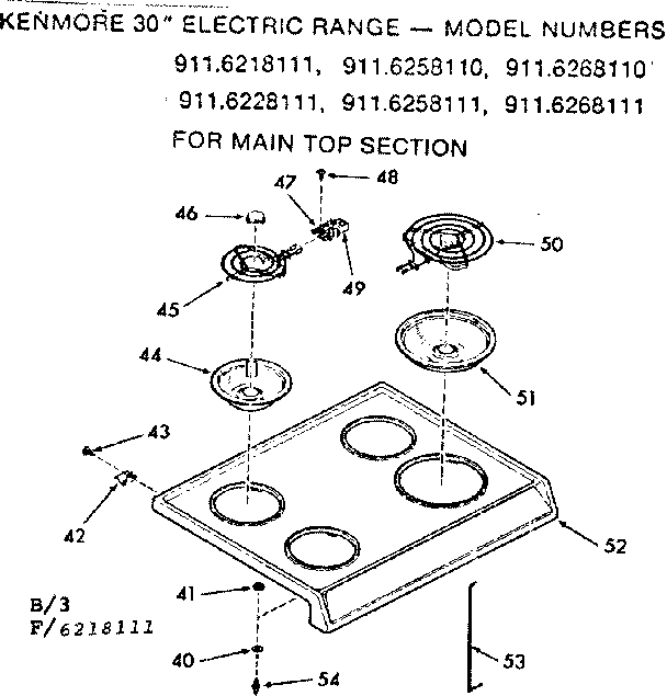 Kenmore 9116228111 main top section diagram