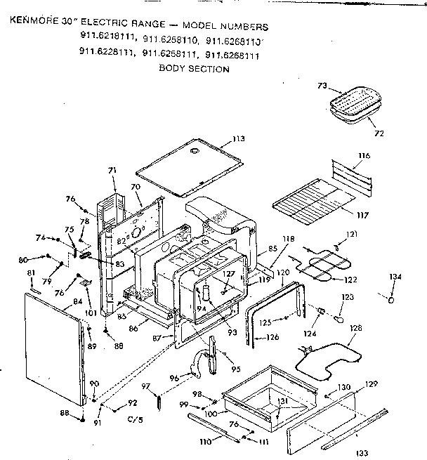 Kenmore 9116228111 body section diagram