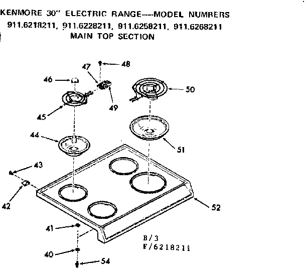 Kenmore 9116228211 main top section diagram