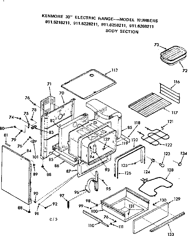 Kenmore 9116228211 body section diagram