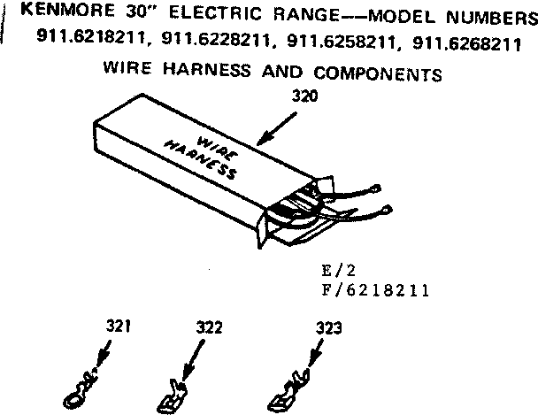 Kenmore 9116228211 wire harness and components diagram
