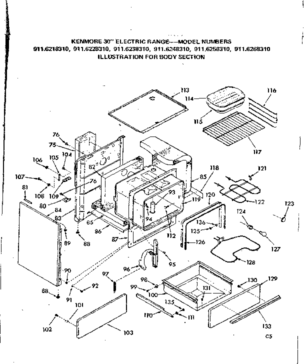 Kenmore 9116218310 body section diagram