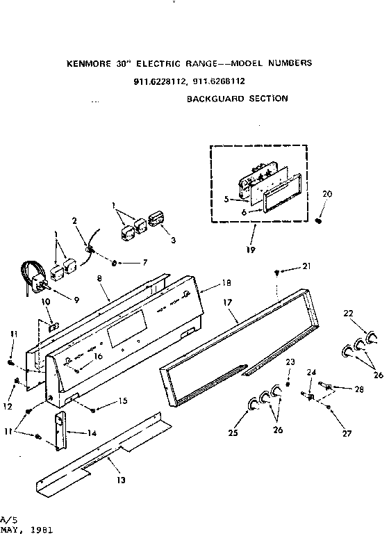 Kenmore 9116268112 backguard section diagram