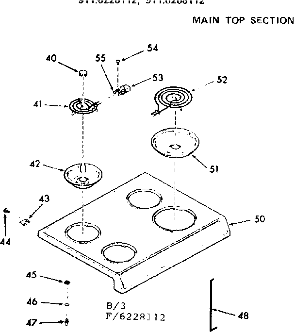 Kenmore 9116268112 main top section diagram