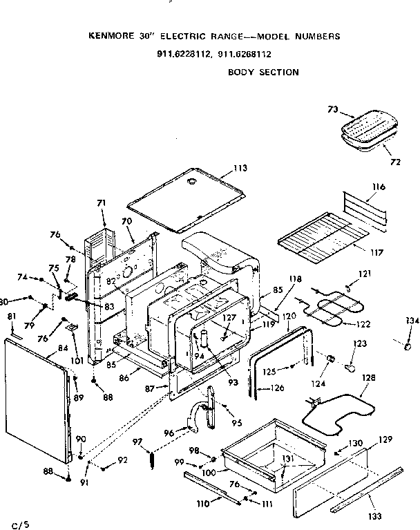 Kenmore 9116268112 body section diagram