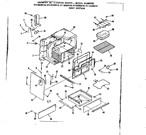 Kenmore 9116228410 body section diagram