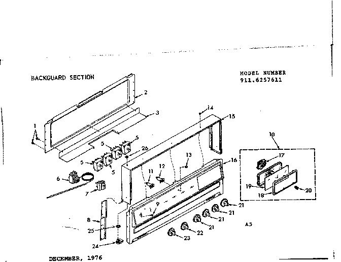 Kenmore 9116367611 backguard section diagram