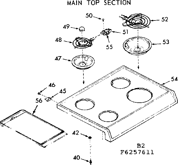 Kenmore 9116367611 main top section diagram