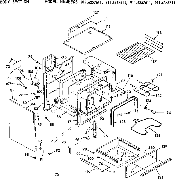 Kenmore 9116367611 body section diagram