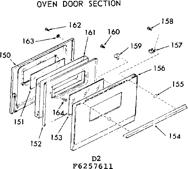 Kenmore 9116367611 oven door section diagram