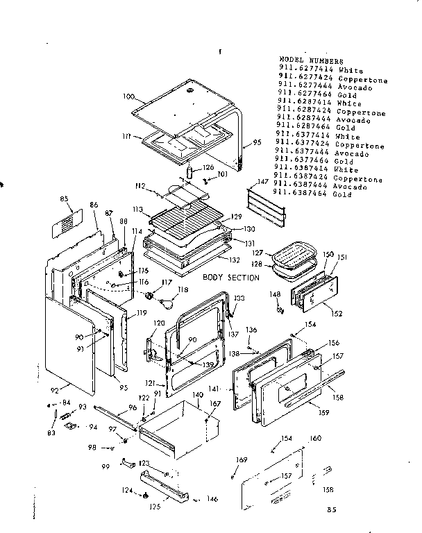 Kenmore 9116377414 body section diagram