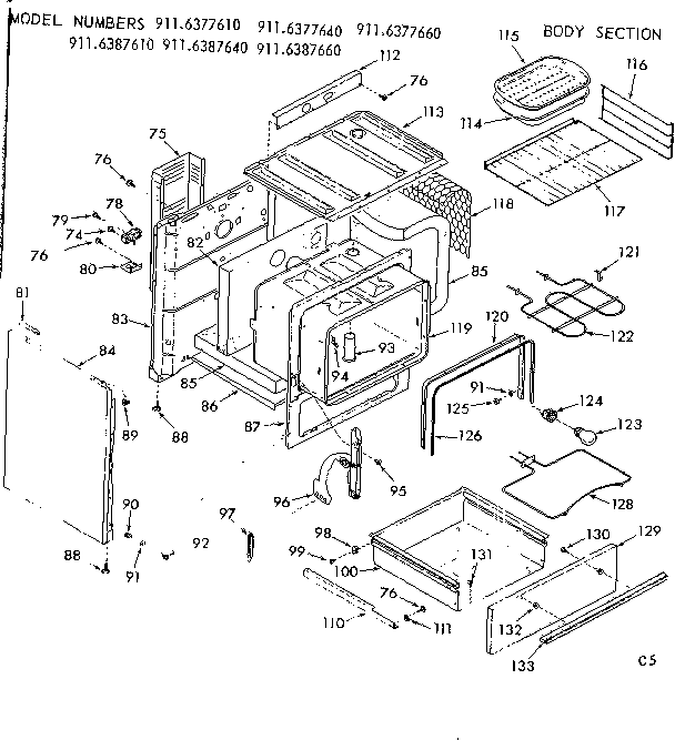 Kenmore 9116377660 body section diagram