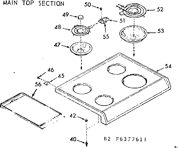 Kenmore 9116387611 main top section diagram