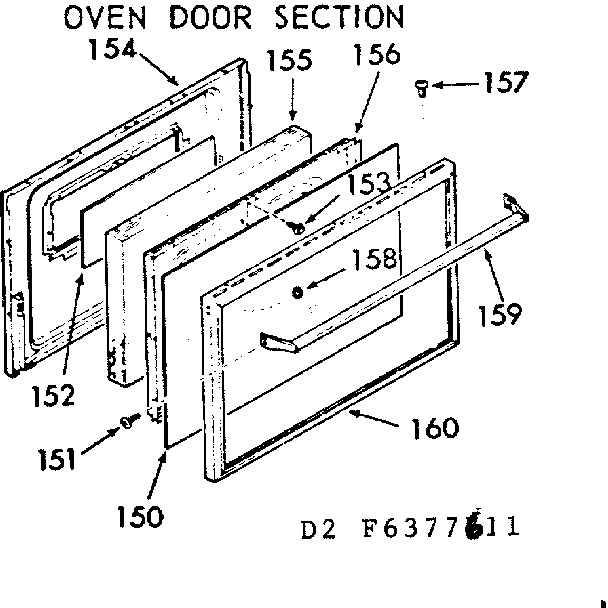 Kenmore 9116387611 oven door section diagram