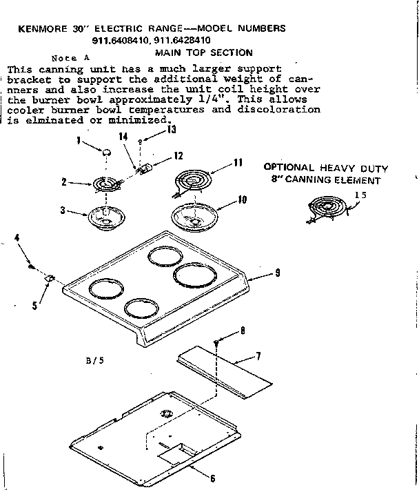 Kenmore 9116408410 main top section diagram