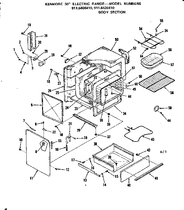 Kenmore 9116408410 body section diagram