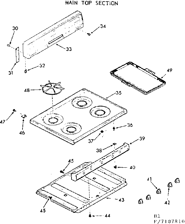 Kenmore 9117107810 main top section diagram