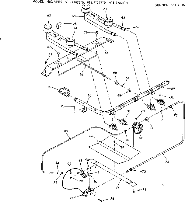Kenmore 9117107810 burner section diagram