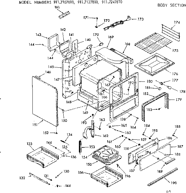 Kenmore 9117107810 body section diagram