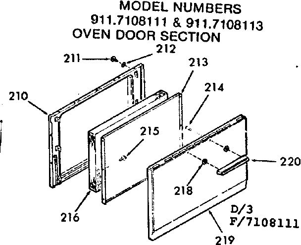 Kenmore 9117108113 oven door section diagram