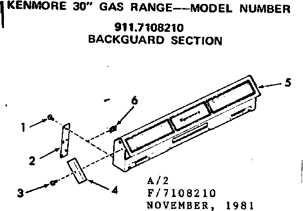 Kenmore 9117108210 backguard section diagram