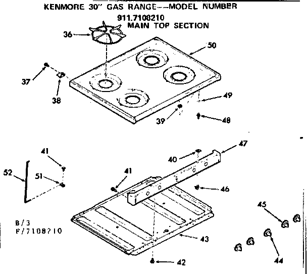 Kenmore 9117108210 main top section diagram