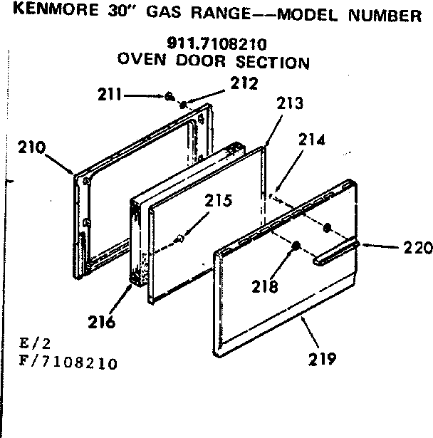 Kenmore 9117108210 oven door section diagram