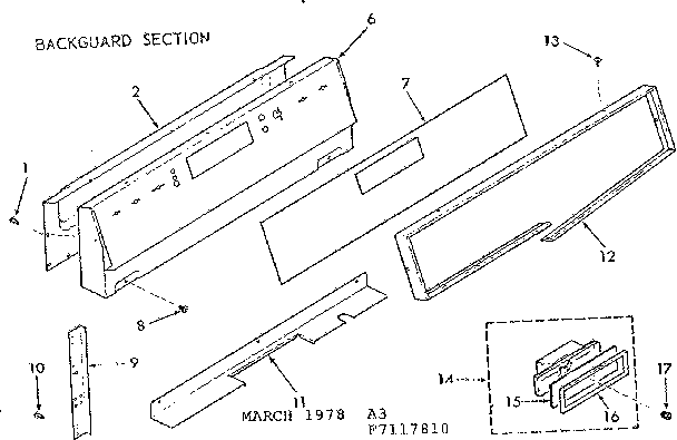 Kenmore 9117117810 backguard section diagram