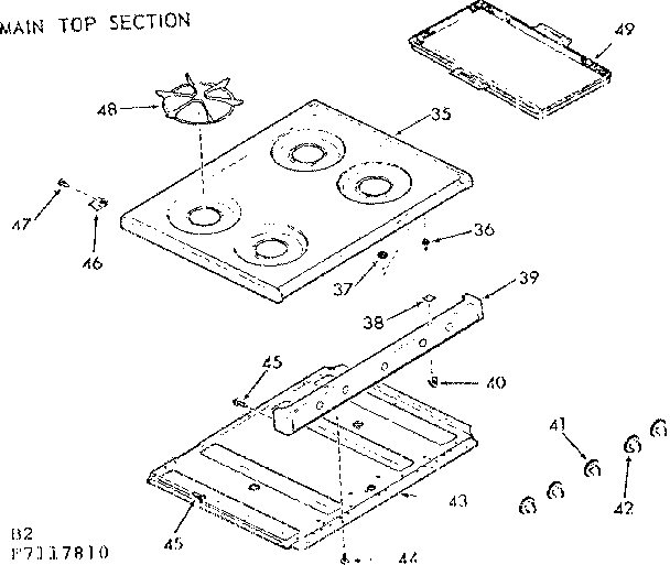 Kenmore 9117117810 main top section diagram